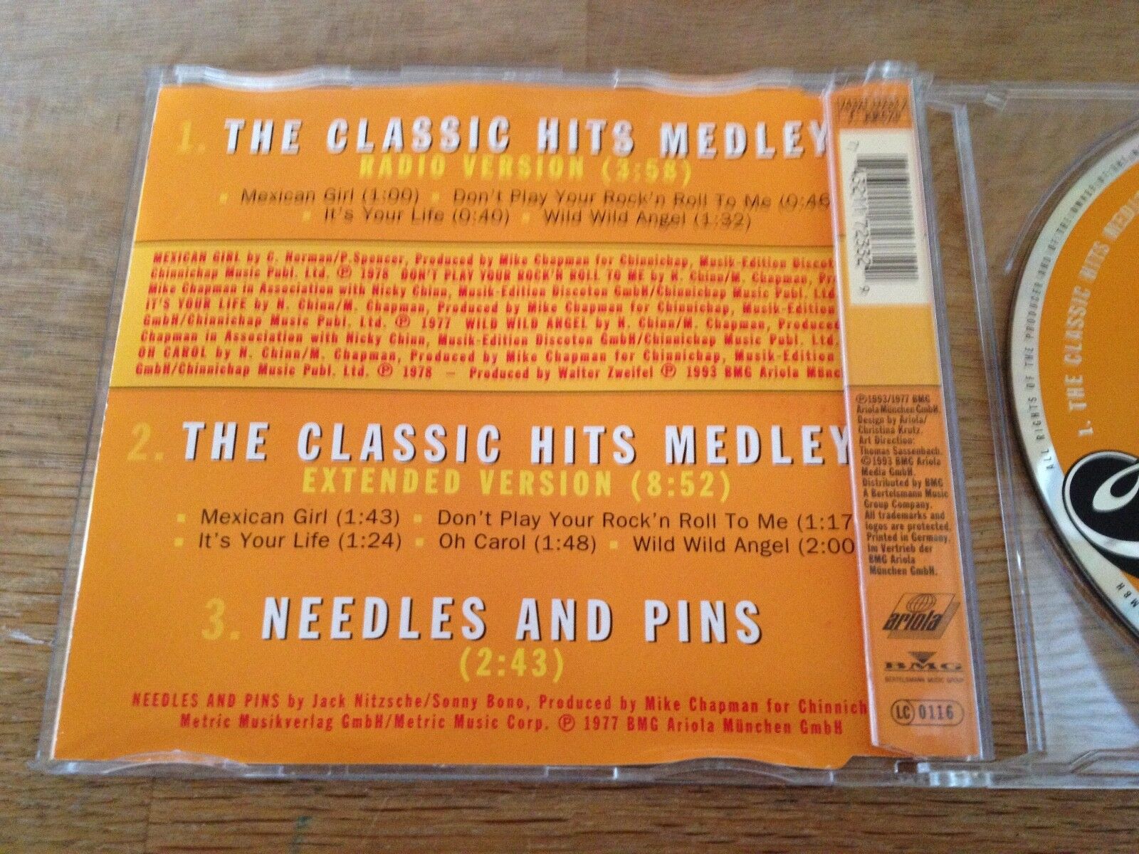 SMOKIE "CLASSIC HITS MEDLEY" 3 TRACKS CD SINGLE 1993/1977 BMG ARIOLA RECORDS OOP