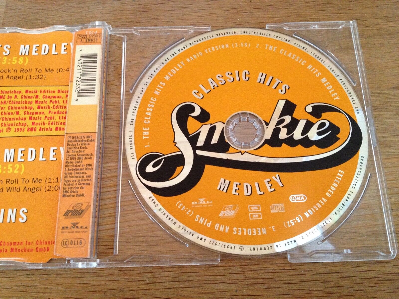 SMOKIE "CLASSIC HITS MEDLEY" 3 TRACKS CD SINGLE 1993/1977 BMG ARIOLA RECORDS OOP