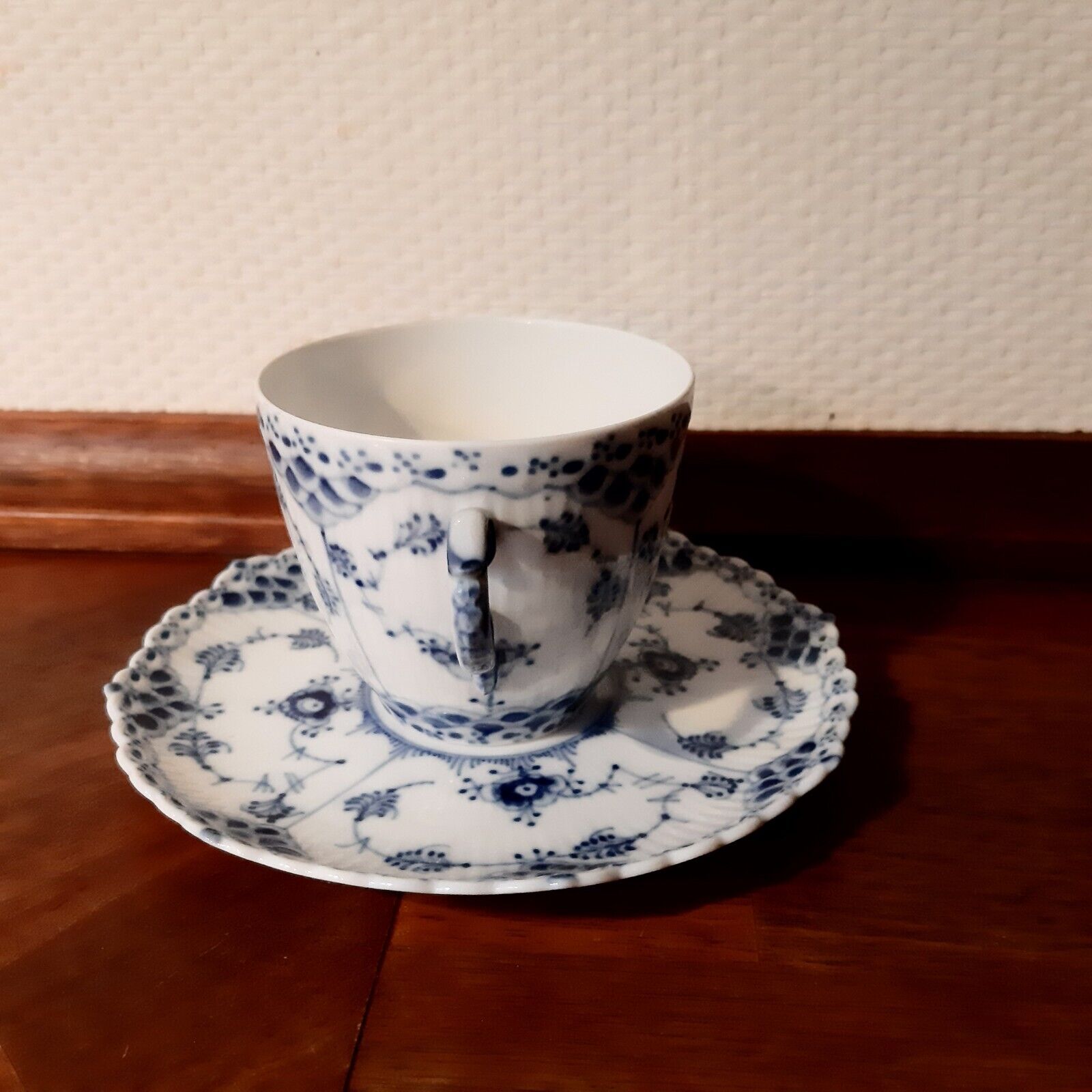 Coffee Set BLUE FLUTED FULL LACE # 1 - 1035 Royal Copenhagen 1964 Fact 1 and 2