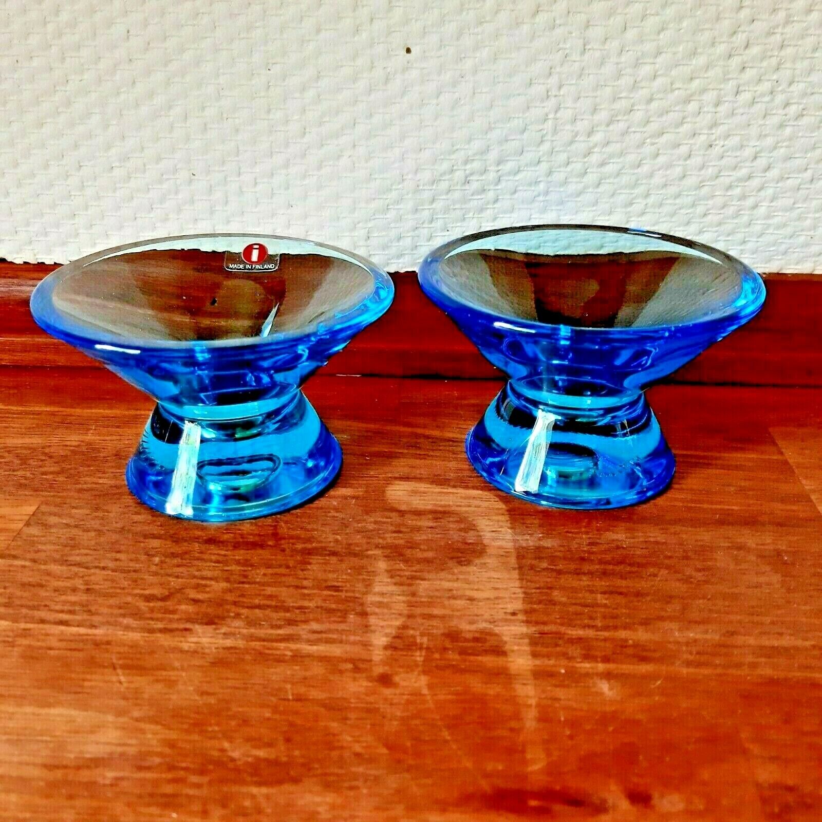 Set of 2 KARTIO Light Blue votives Tealight Candle Holders KAJ FRANCK IITTALA