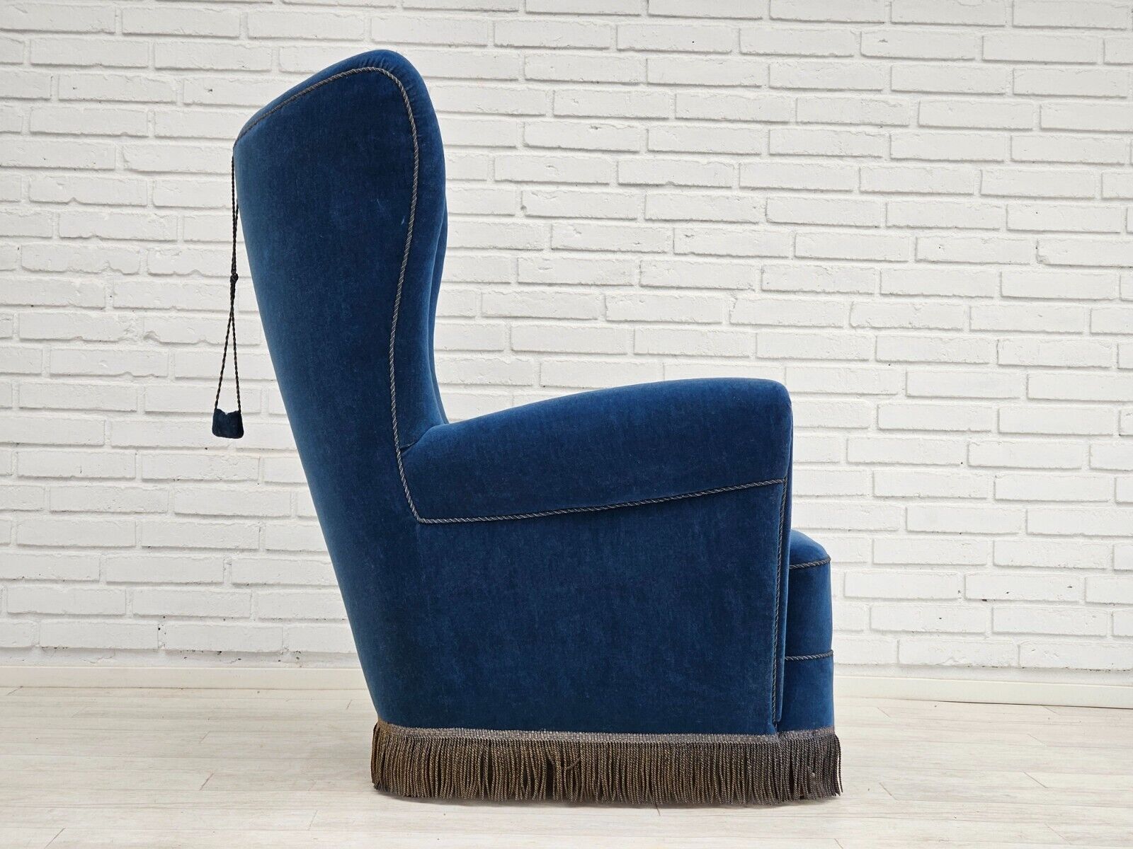 1960s Danish highback relax armchair original condition blue furniture velour