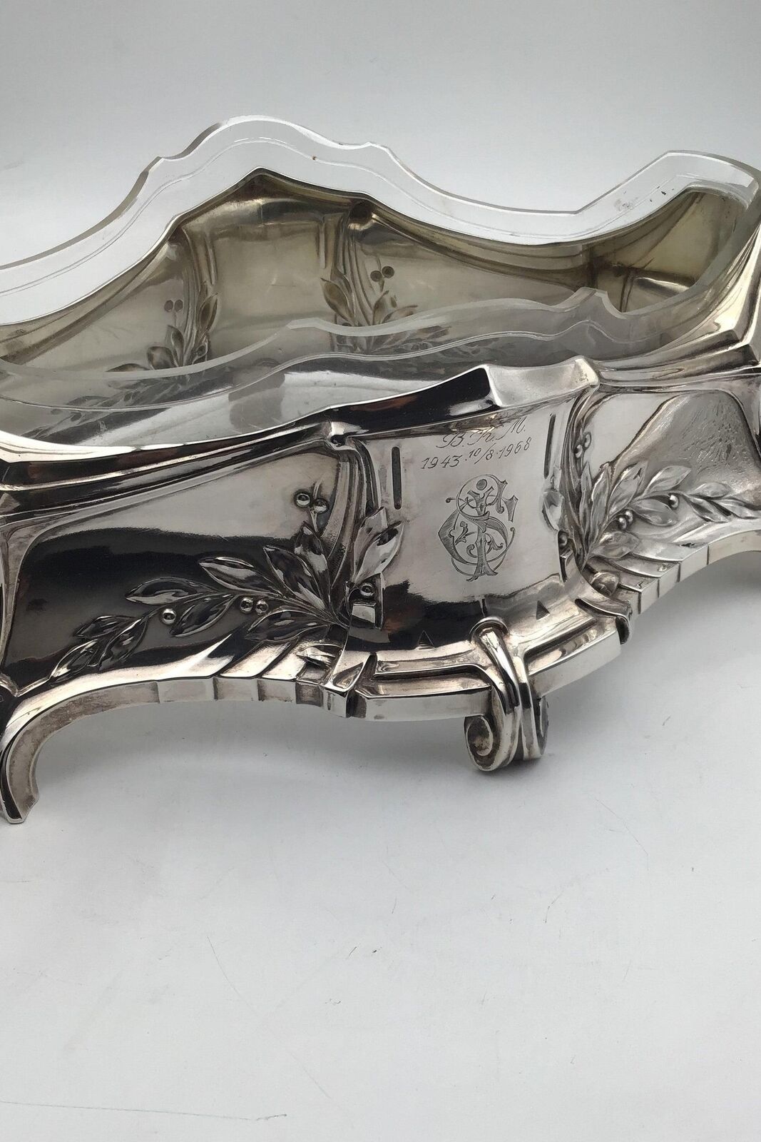 German Binder Wilhelm - Schwäbisch Gmünd Silver Jardiniere with Glass Insert