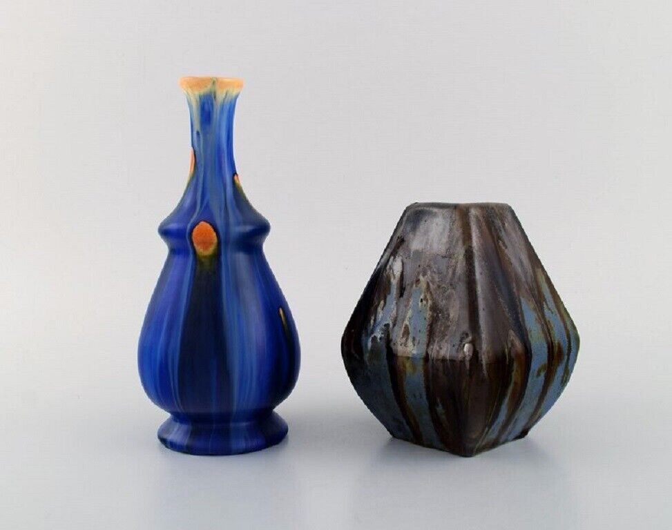 Four retro vases in glazed ceramics Belgium 1960s / 70s