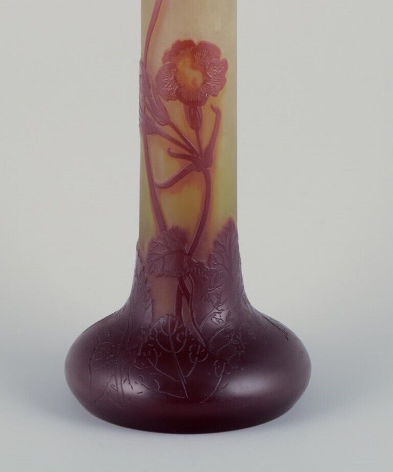 Émile Gallé France Colossal art glass vase with floral motifs Ca 1920