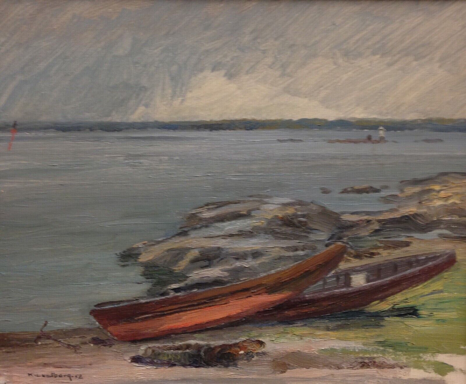 Karl Lundborg (1893-1972): WOODEN BOATS ON THE SEA Dated 1952