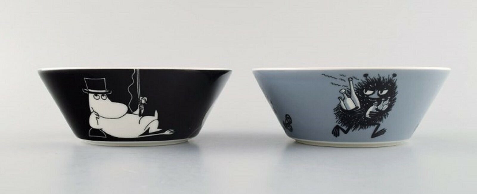 Arabia Finland Two porcelain bowls with motifs from "Moomin" Late 20th C