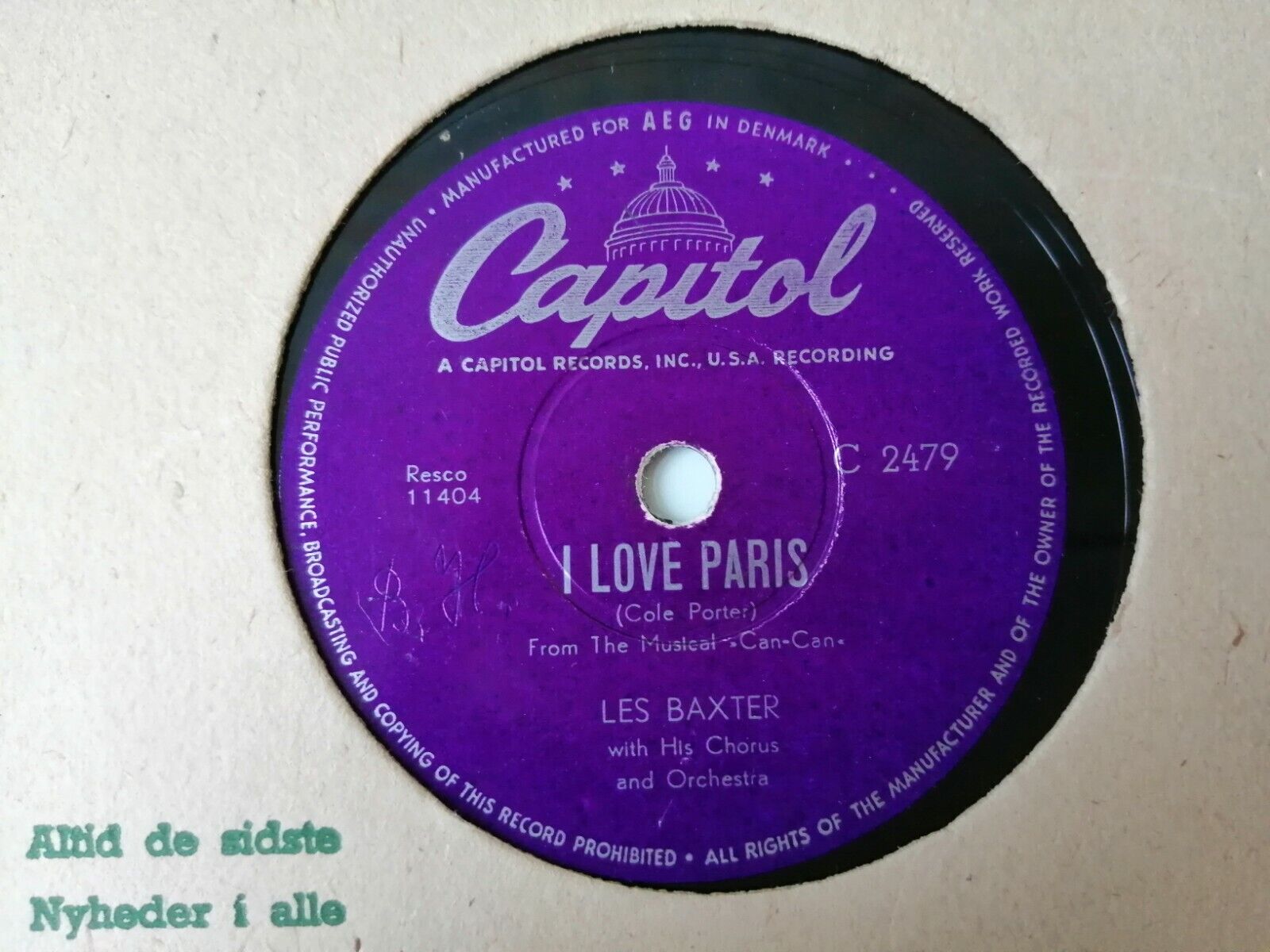 78 RPM LEX BAXTERI Love Paris/GIGI  Capitol C2479