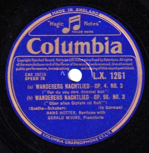 Hotter; Moore Schubert (Lieder) Col LX 1261 NM(-)