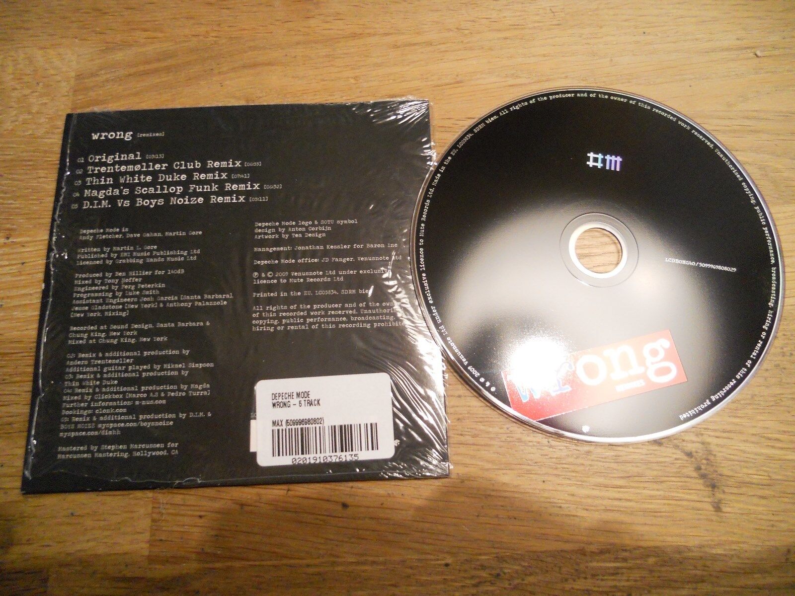 DEPECHE MODE "WRONG -REMIXES" 2009 5 TRACKS CD SINGLE CARD SLEEVE MINI LP STYLE*