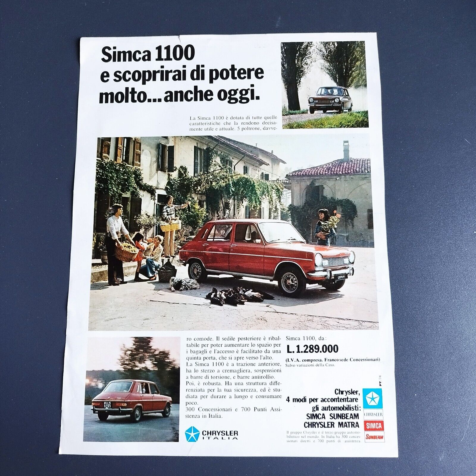 Italian advert from ABC Magazine 1970s : SIMCA 1100