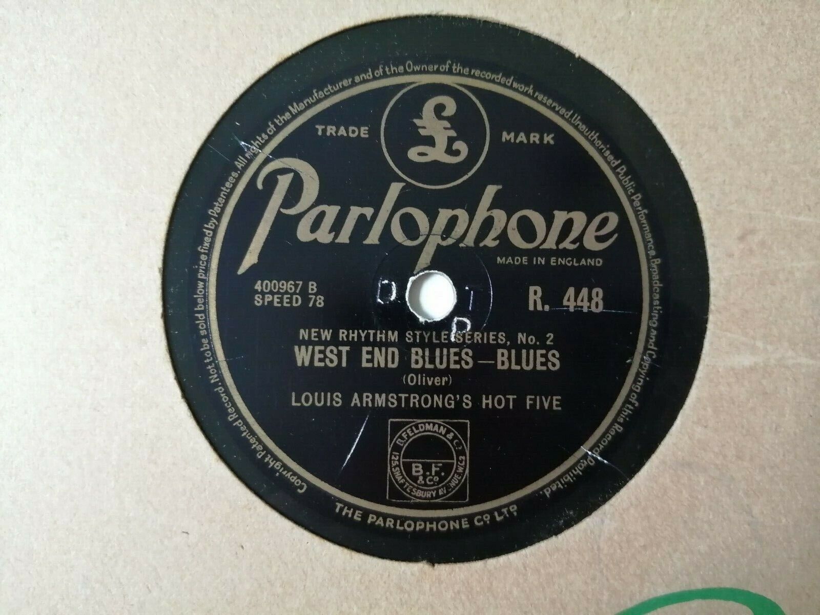 78 rpmLOUIS ARMSTRONGWest End Blues /EDDIE LANG Freeze An' MeltShellac