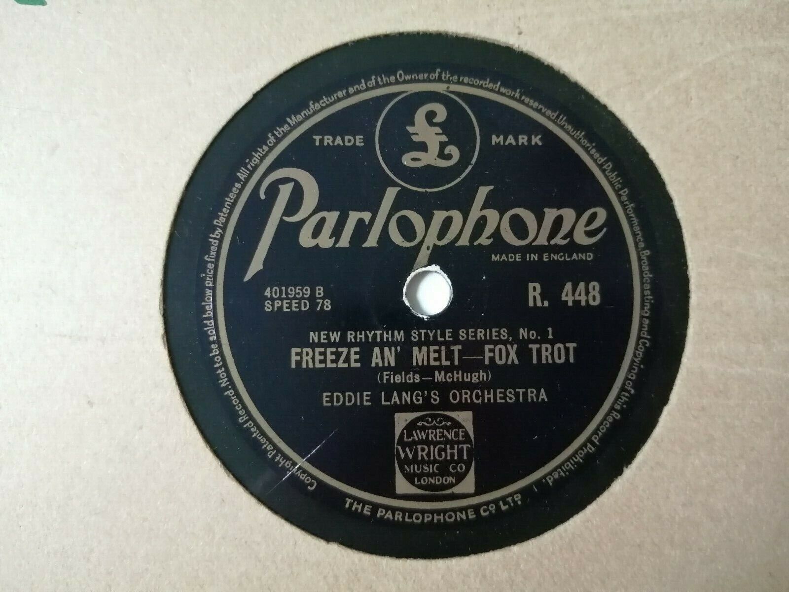 78 rpmLOUIS ARMSTRONGWest End Blues /EDDIE LANG Freeze An' MeltShellac