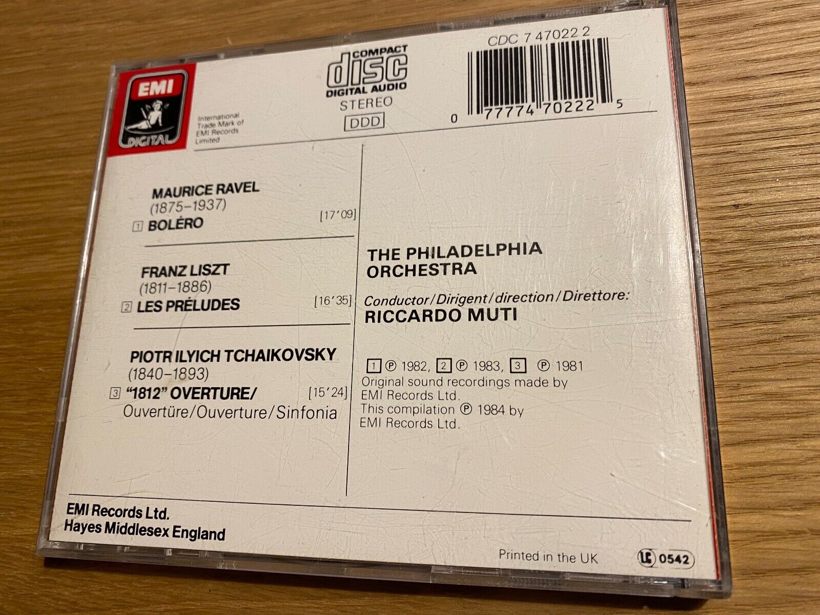 MUTI 1812 "BOLERO LES PRÈLUDES" PHILADELPHIA ORCHESTRA JAPANESE CD ALBUM 1984***