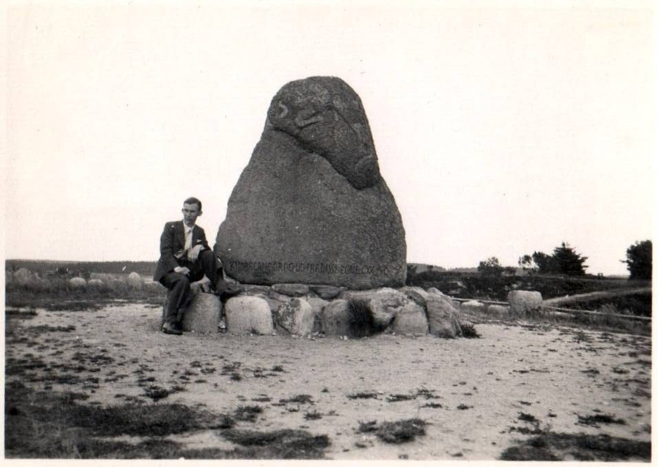 Man at Stone Life in Denmark 1900 - 1950s Rare Vintage Photo Small Size 9x6cm