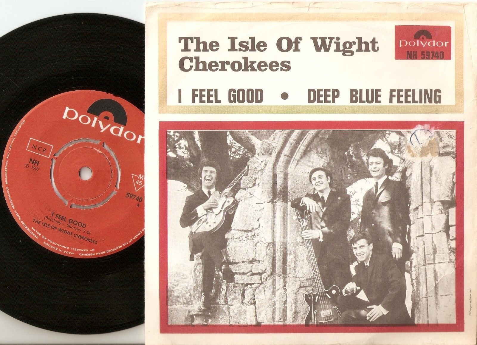 THE ISLE OF WIGHT CHEROKEES FEEL BLUE FEELING SWEDISH 45+PS 1967 MOD FREAKBEAT