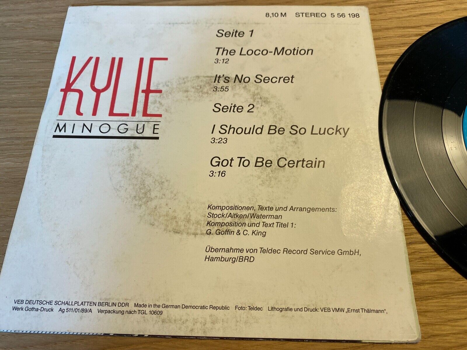 KYLIE MINOGUE "THE LOCO-MOTION/IT´S NO SECRET/I SHOULD BE SO LUCKY" AMIGA AWA 7"