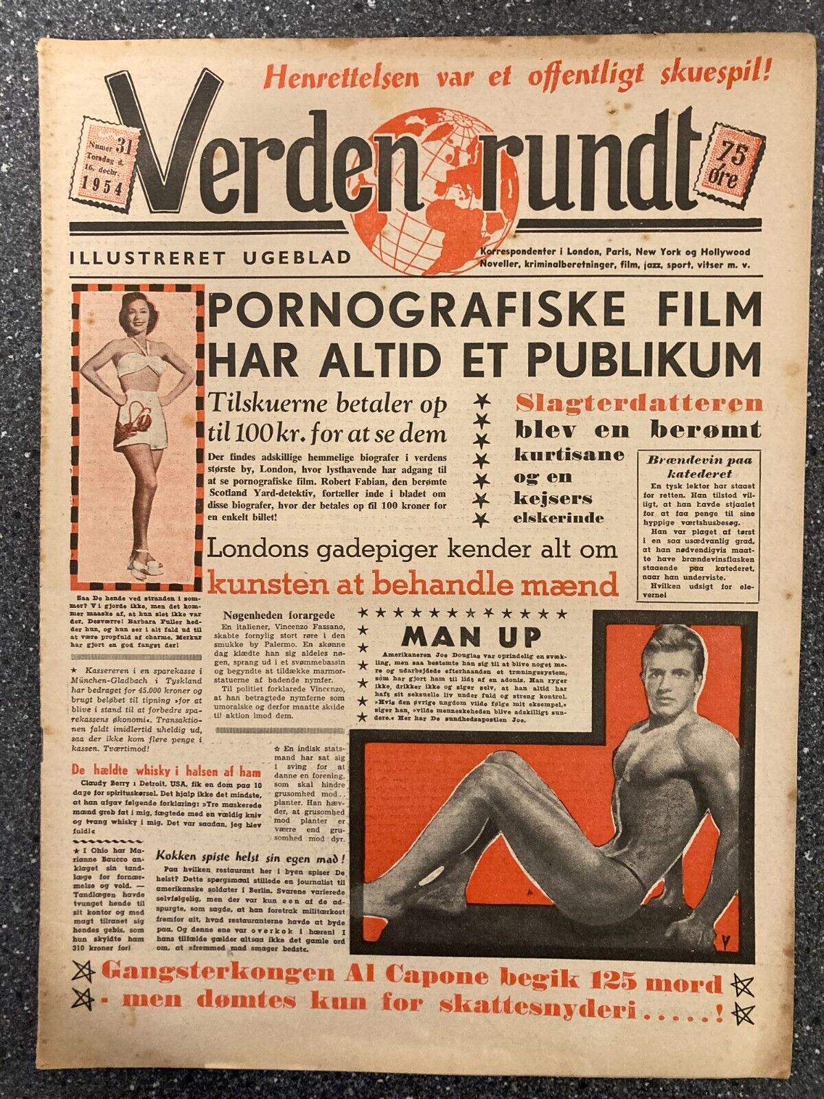 Barbara Fuller Joe Douglas Elizabeth Taylor Danish Magazine 1954 "Verden Rundt"