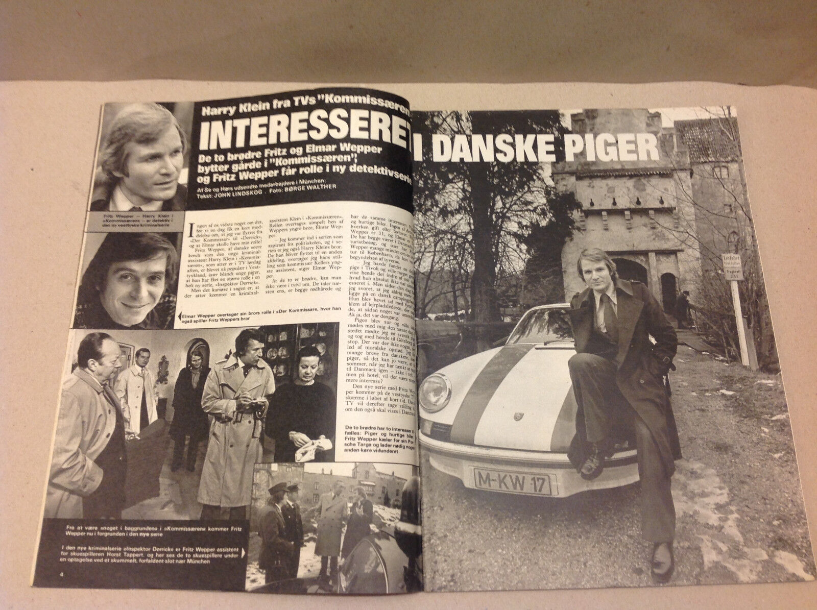 HARRY KLEIN FRITZ WEPPER DER KOMMISSAR FRONT COVER VINTAGE Danish Magazine 1974