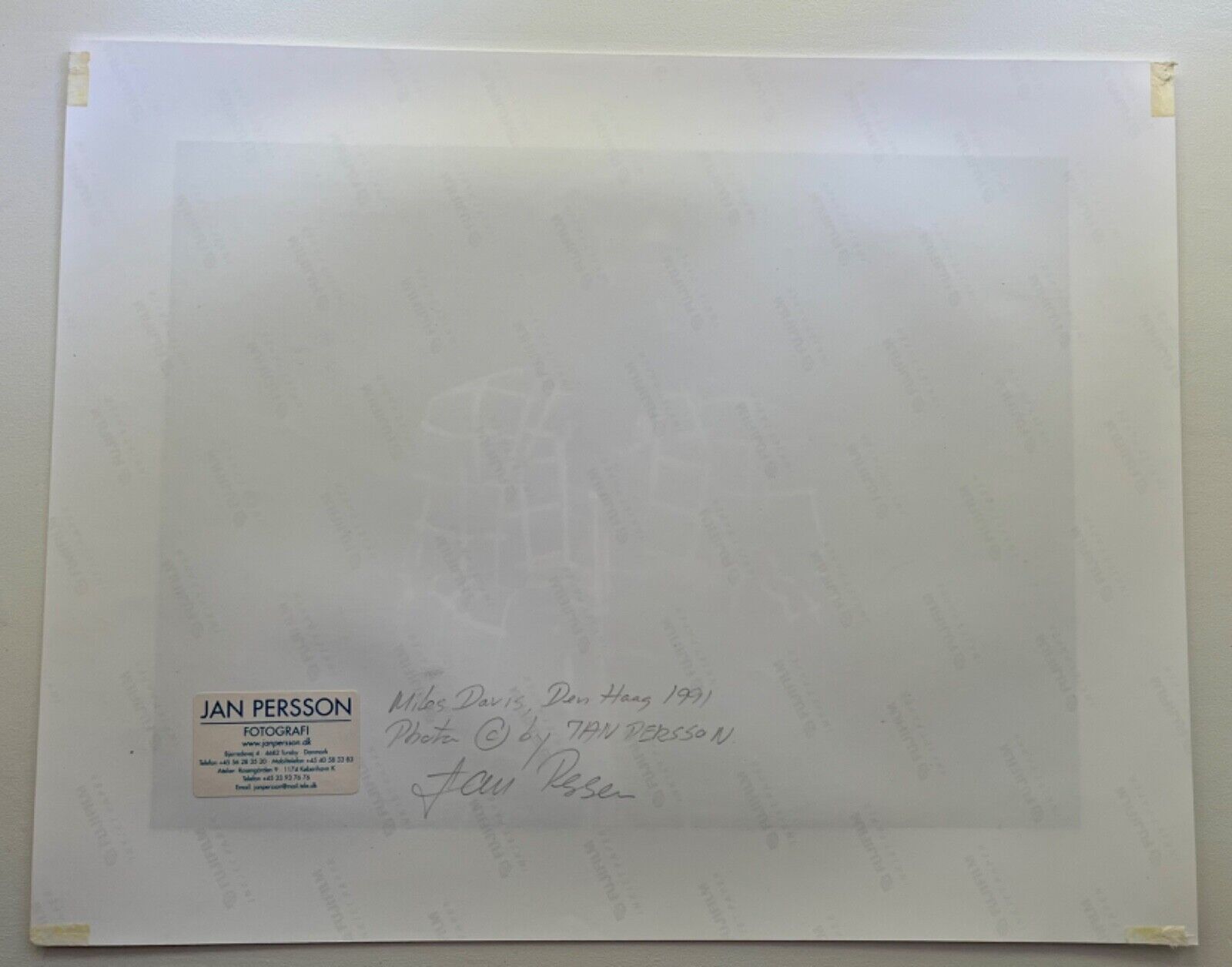 Unique photo of Miles Davis 1:1 by Jan Persson  Estate Sale signed