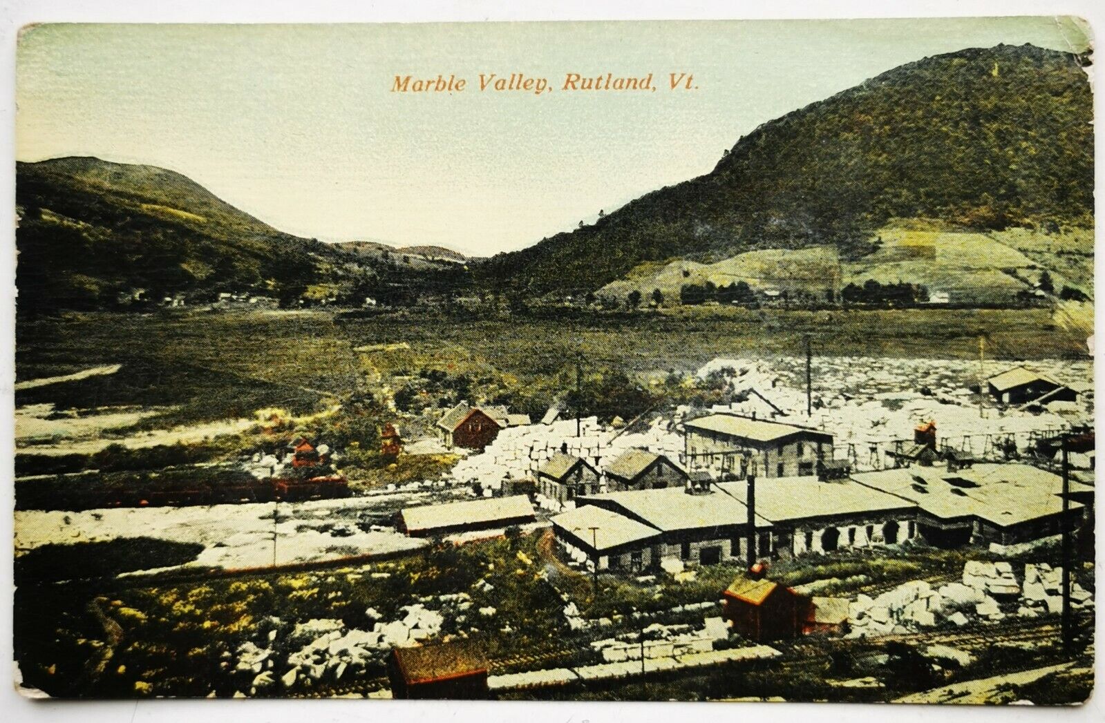 Antique un-used coloured postcard: Marble Valley Rutland Vt c 1920  pok1495