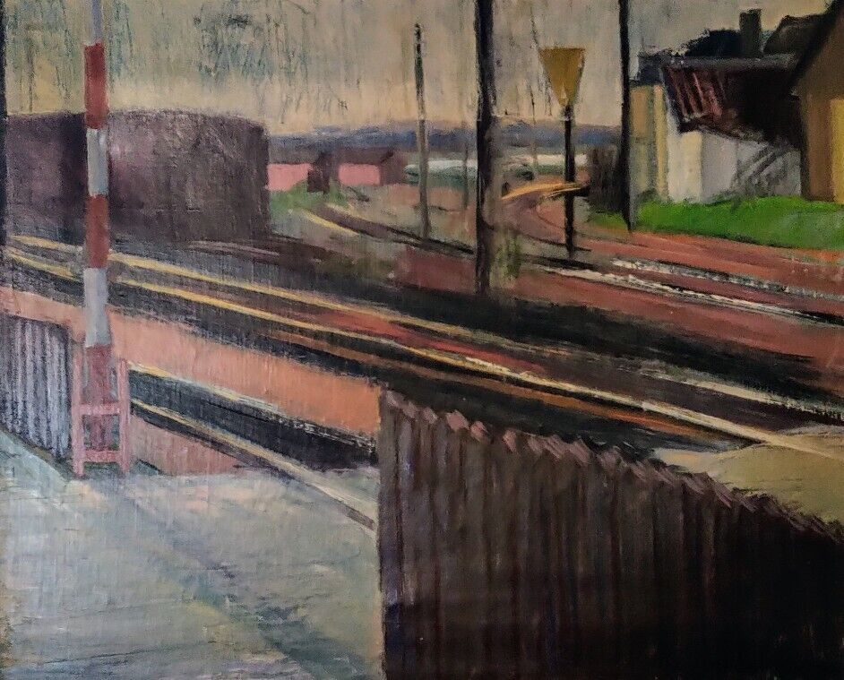 RAILROAD TRACKS original oil painting