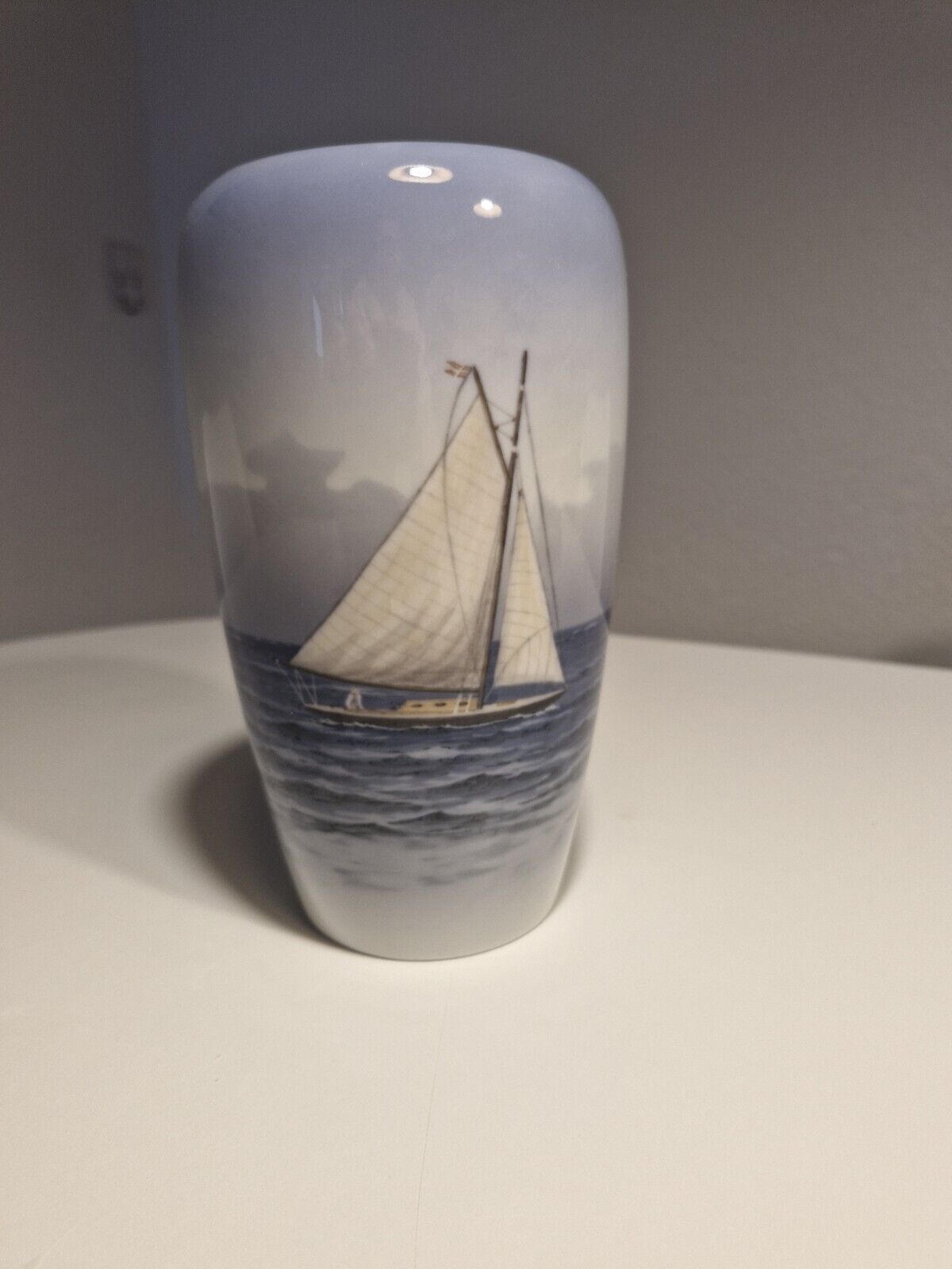 Royal Copenhagen porcelain vase with sailboat nr.  1484-237