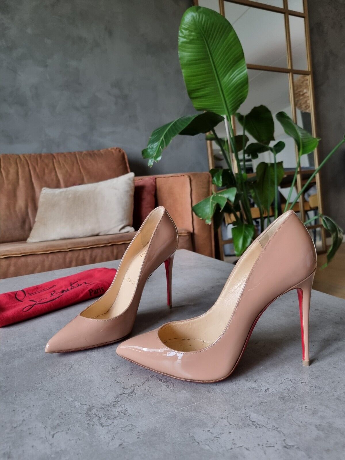 **Christian Louboutin** Beige Patent Leather Pigalle Follies Size 36