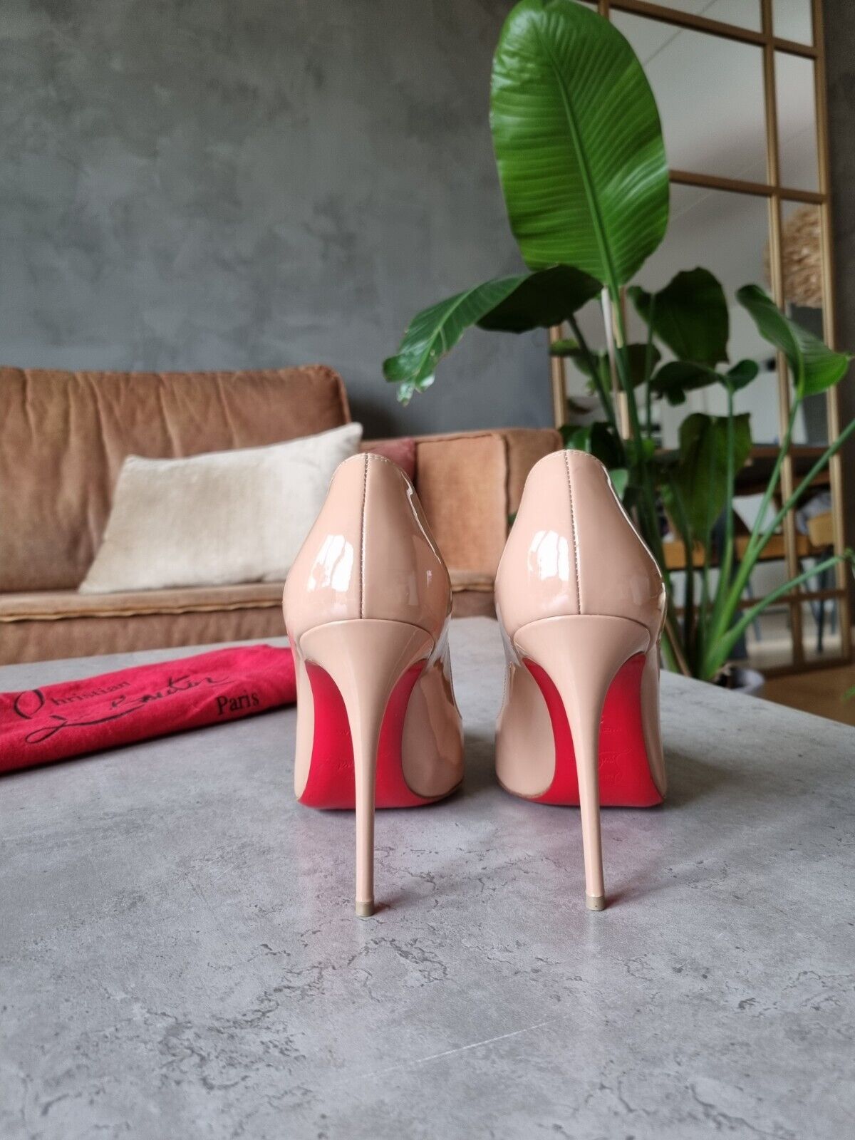 **Christian Louboutin** Beige Patent Leather Pigalle Follies Size 36