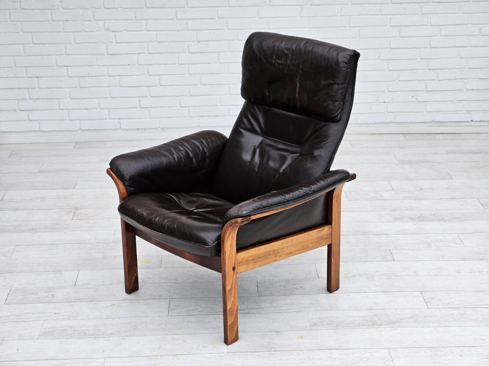 1970s Swedish design by Göte Möbler adjustable lounge chair brown leather