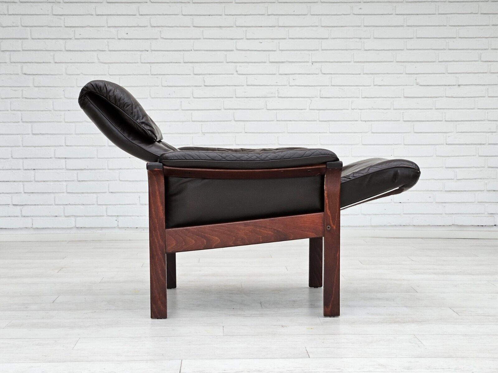 1970s Swedish design by Göte Möbler adjustable lounge chair brown leather