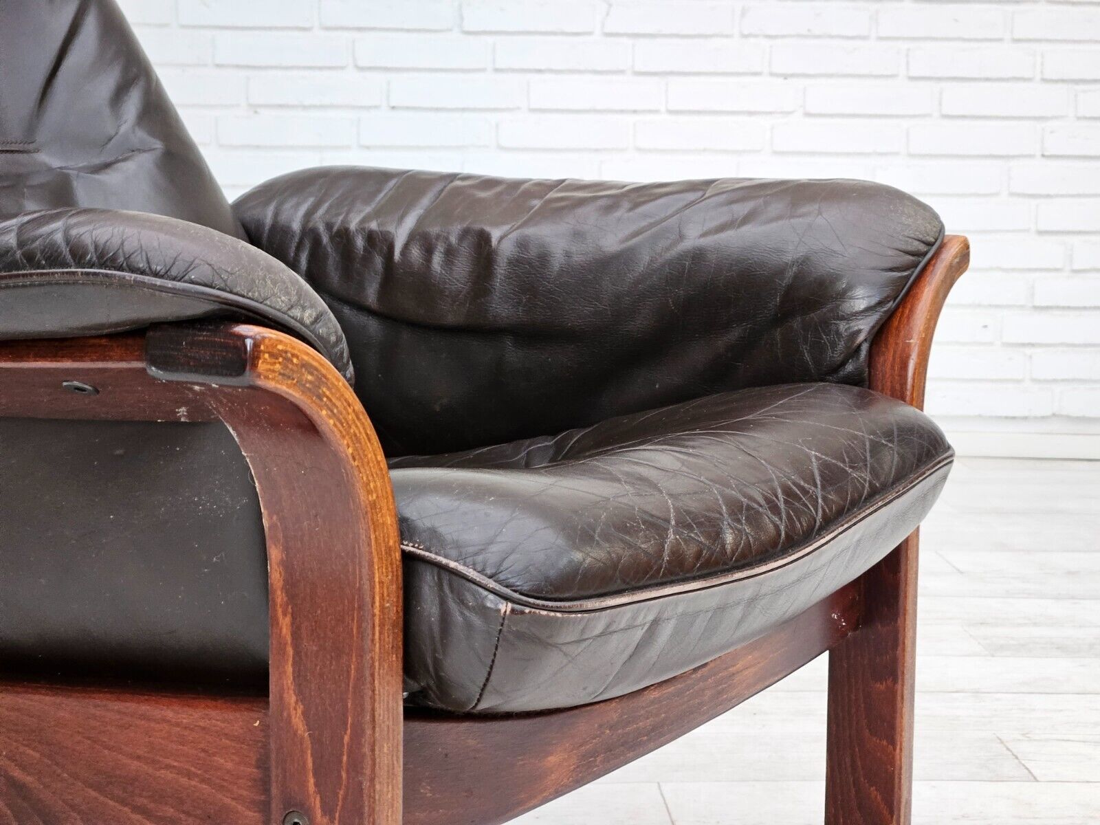 1970s Swedish design by Göte Möbler adjustable lounge chair brown leather