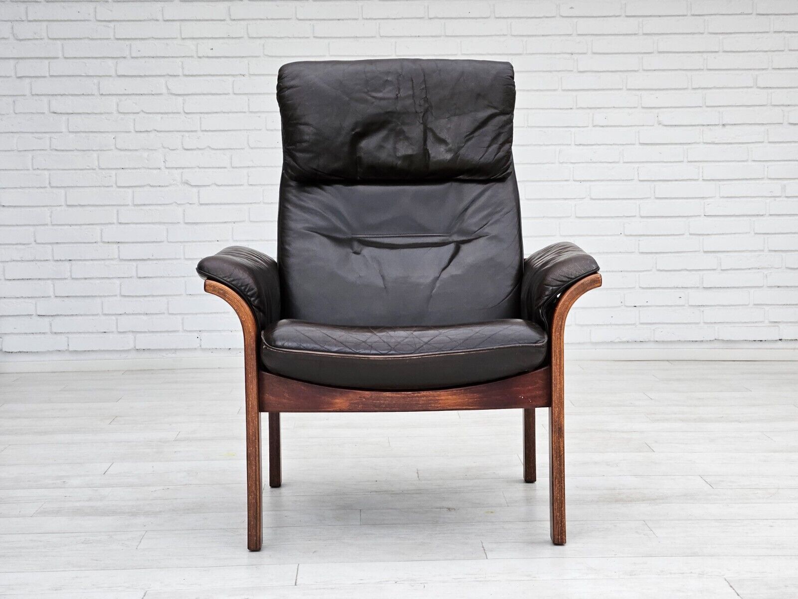 1970s Swedish design by Göte Möbler adjustable lounge chair brown leather