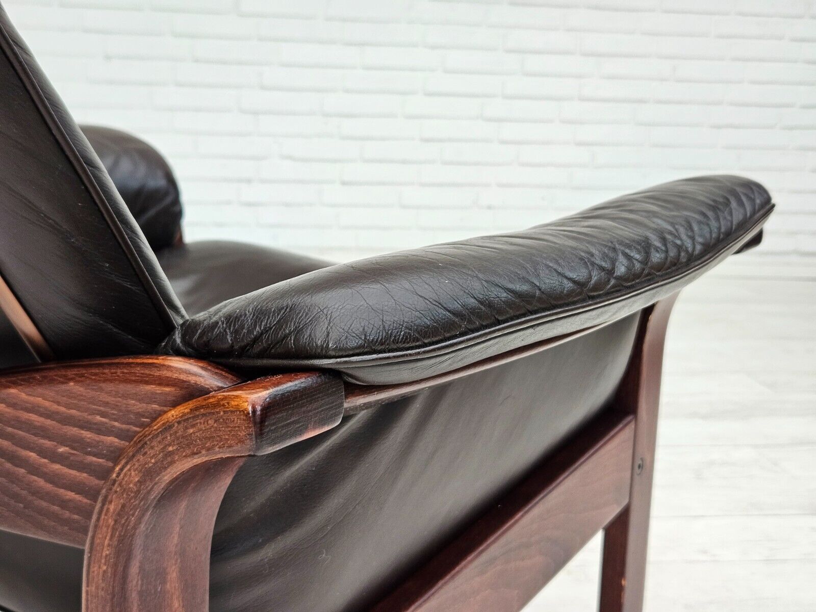 1970s Swedish design by Göte Möbler adjustable lounge chair brown leather