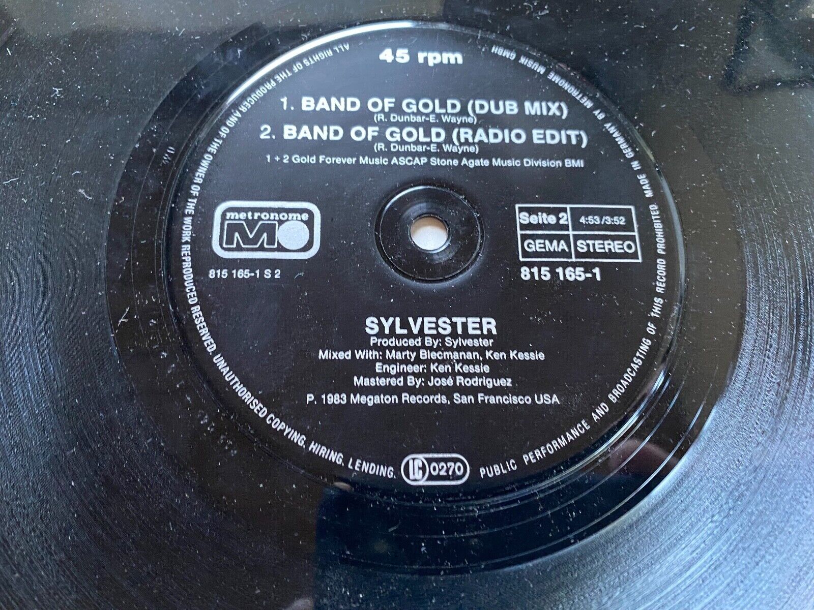 SYLVESTER "BAND OF GOLD" 1983 WEST GERMAN PRESS METRONOME 1 PRESSING