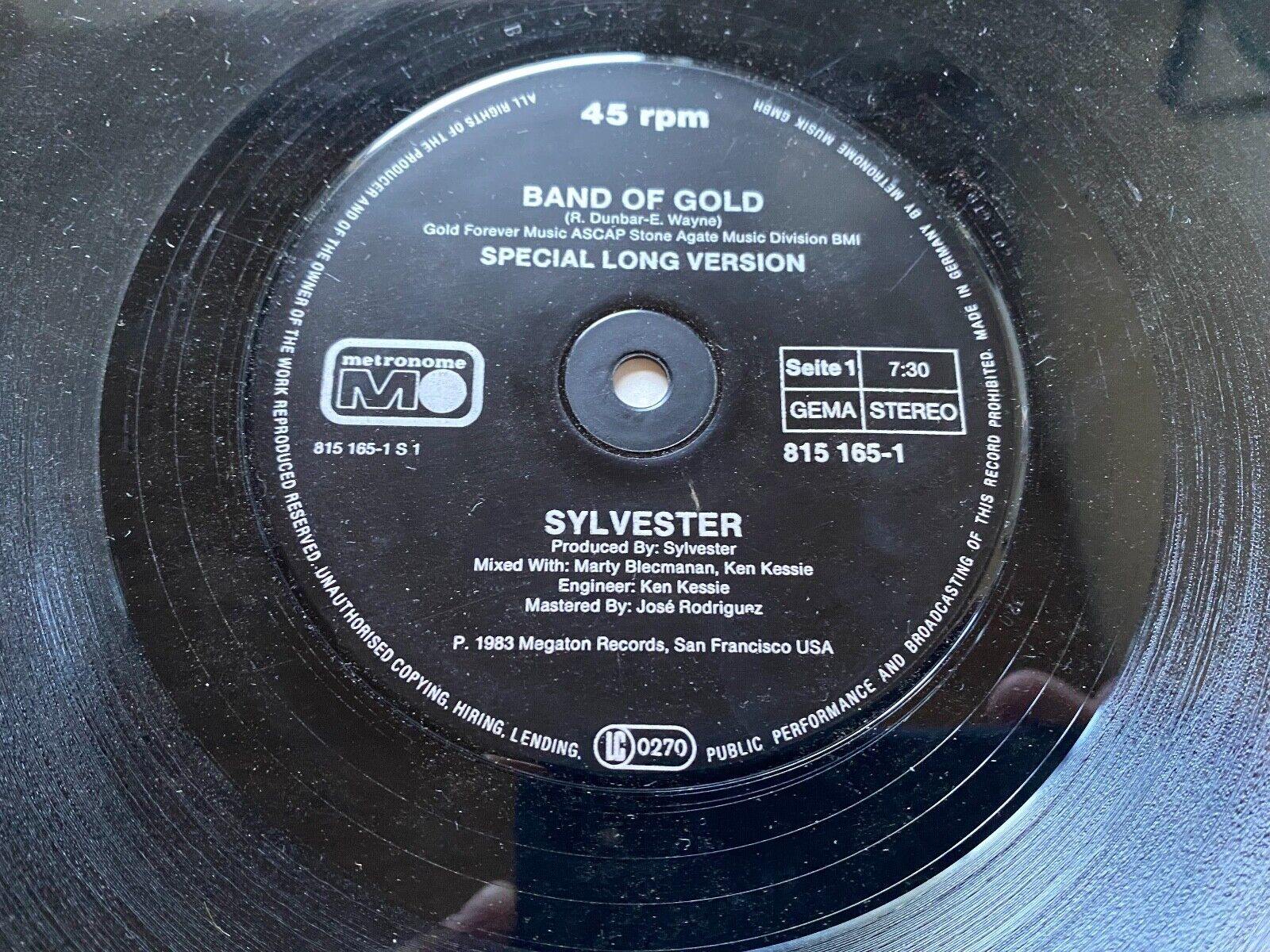 SYLVESTER "BAND OF GOLD" 1983 WEST GERMAN PRESS METRONOME 1 PRESSING