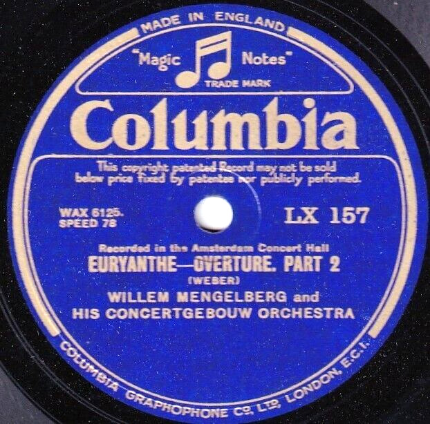 Mengelberg Weber (Euryanthe - overture) Col LX 157 NM(-)