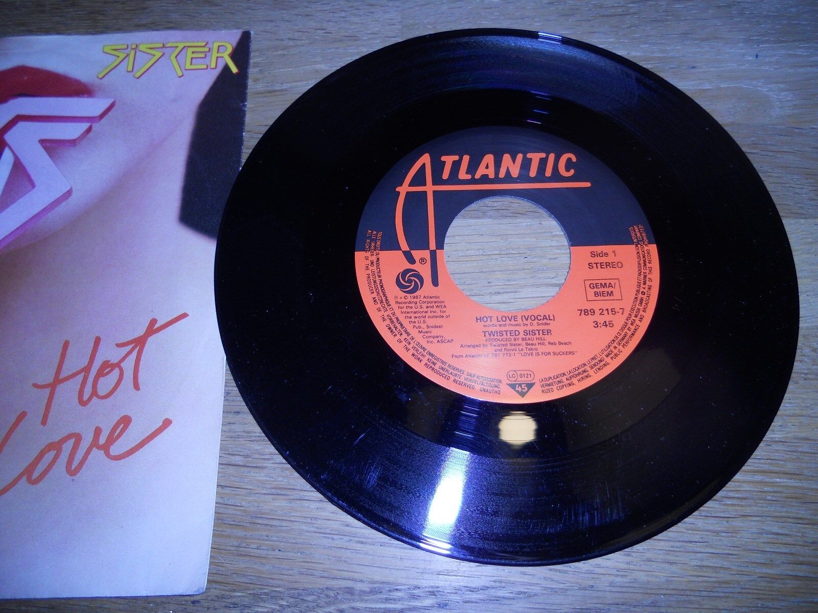 TWISTED SISTER "HOT LOVE / TONIGHT" PROMO 1987 ATLANTIC RECORDS USED 789 215-7 N