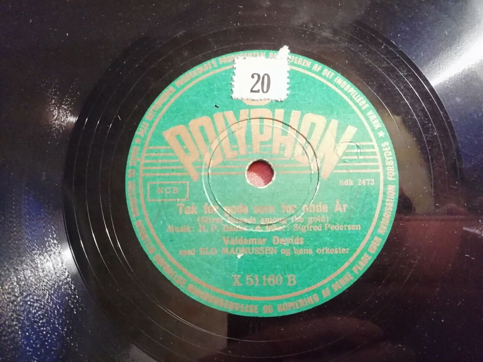 78rpm record:Tak For Gode Som For Onde År/GyldenlakkenValdemar Davids1948