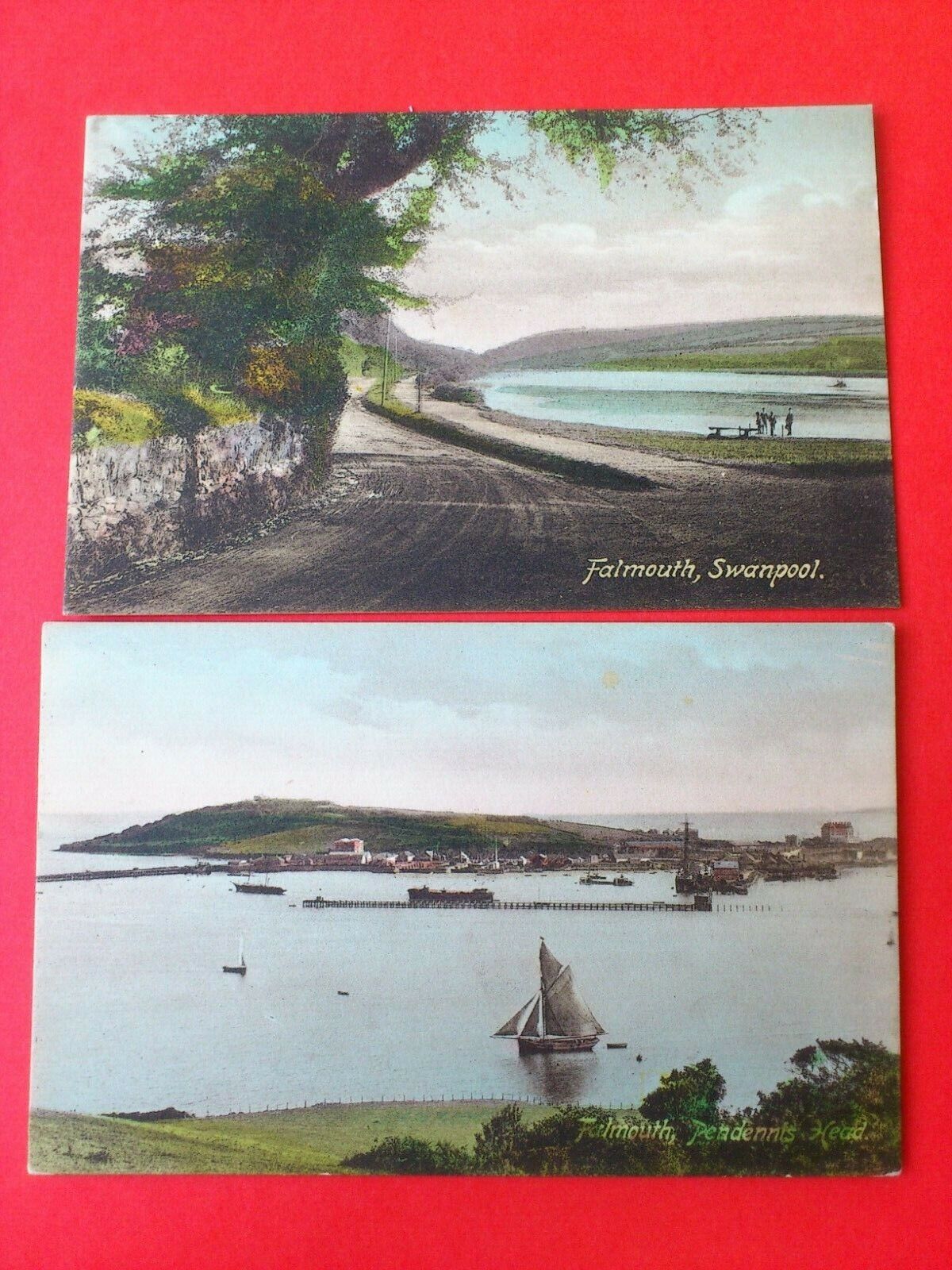 Antique Postcard UKFalmouthSwanpool and Pendennis Head 2 cards from 1910