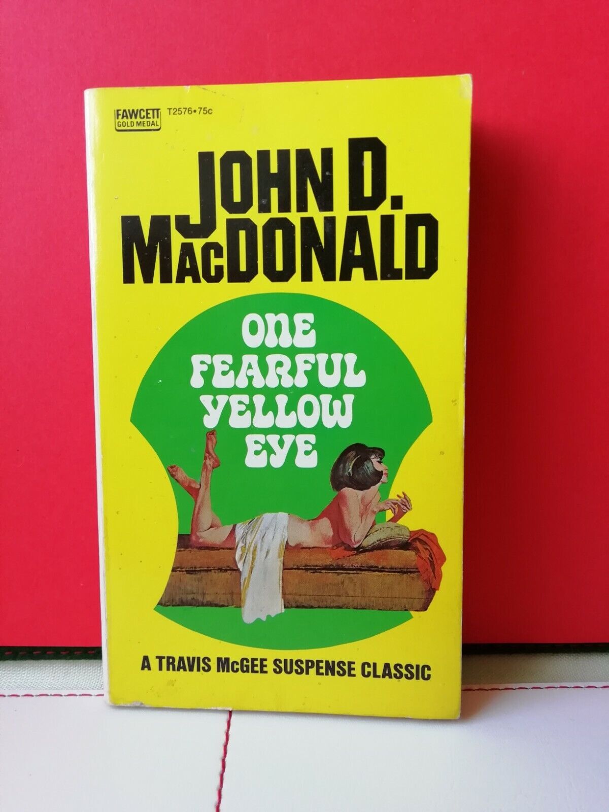 Vintage paperback1st ed1966"One Fearful Yellow Eye" John DMacDonaldFawcett