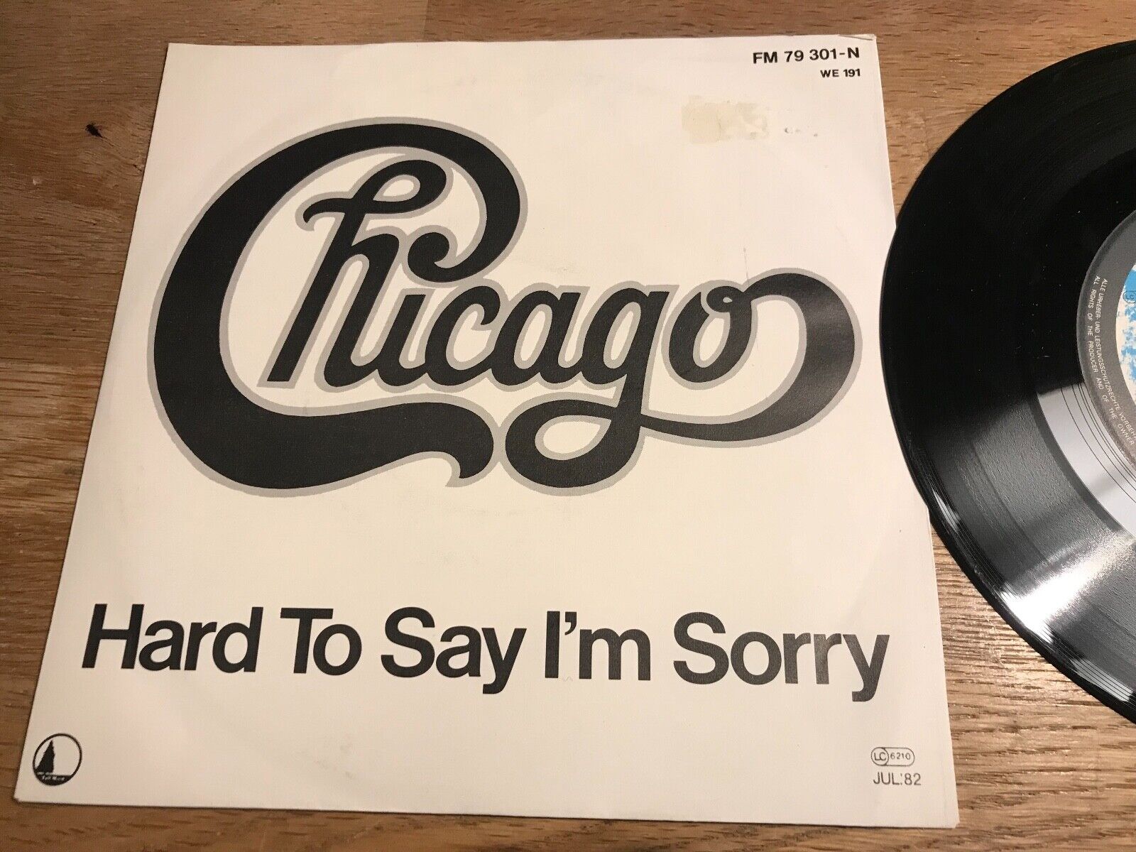 CHICAGO "HARD TO SAY I´M SORRY" 1982 FIRST PRESS 7" SINGLE FULL MOON WEST GERMAN