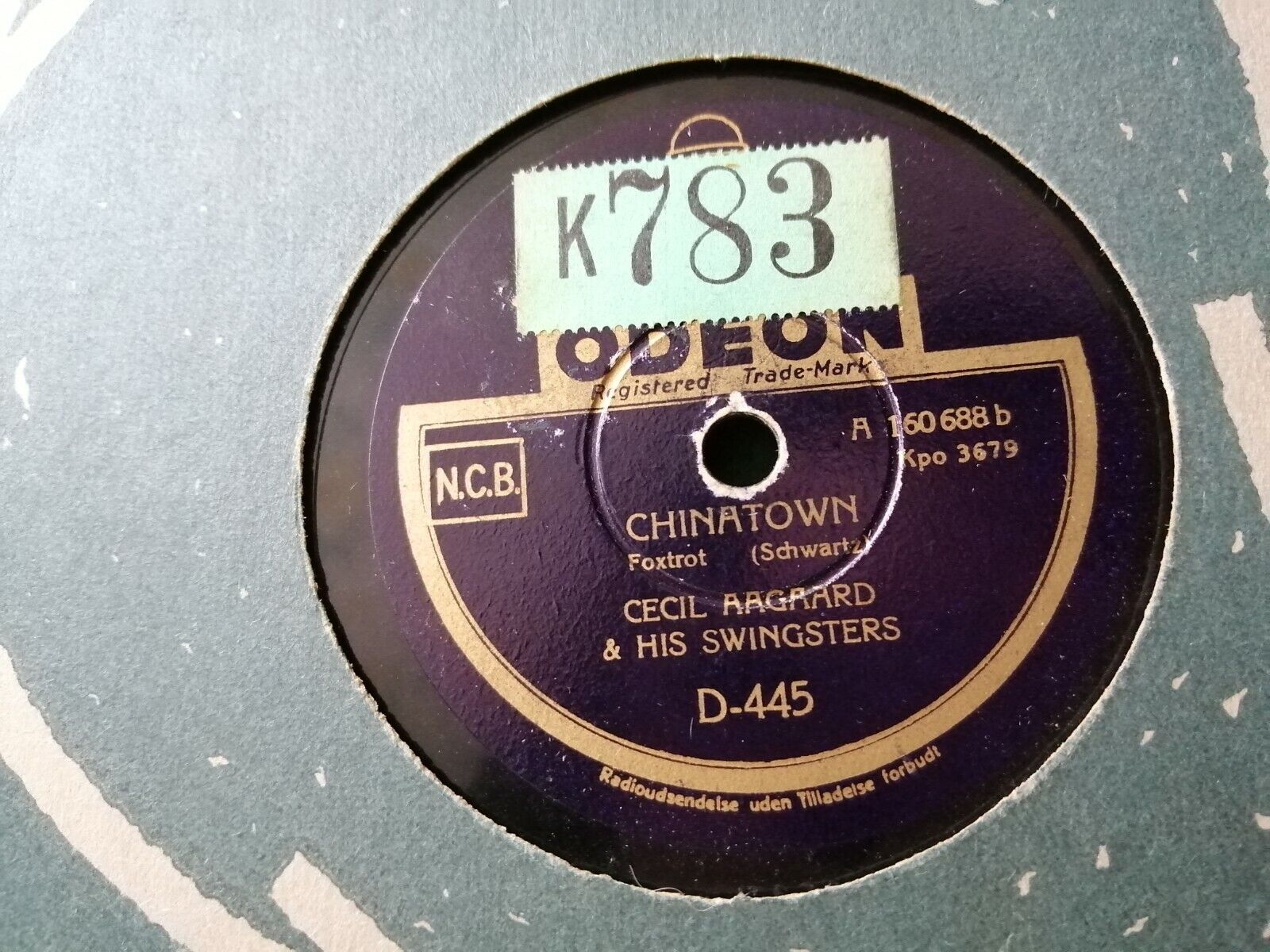 78 rpm shellacCECIL AAGAARD  His SwingstersRareNorwegian Jazz BandOdeon