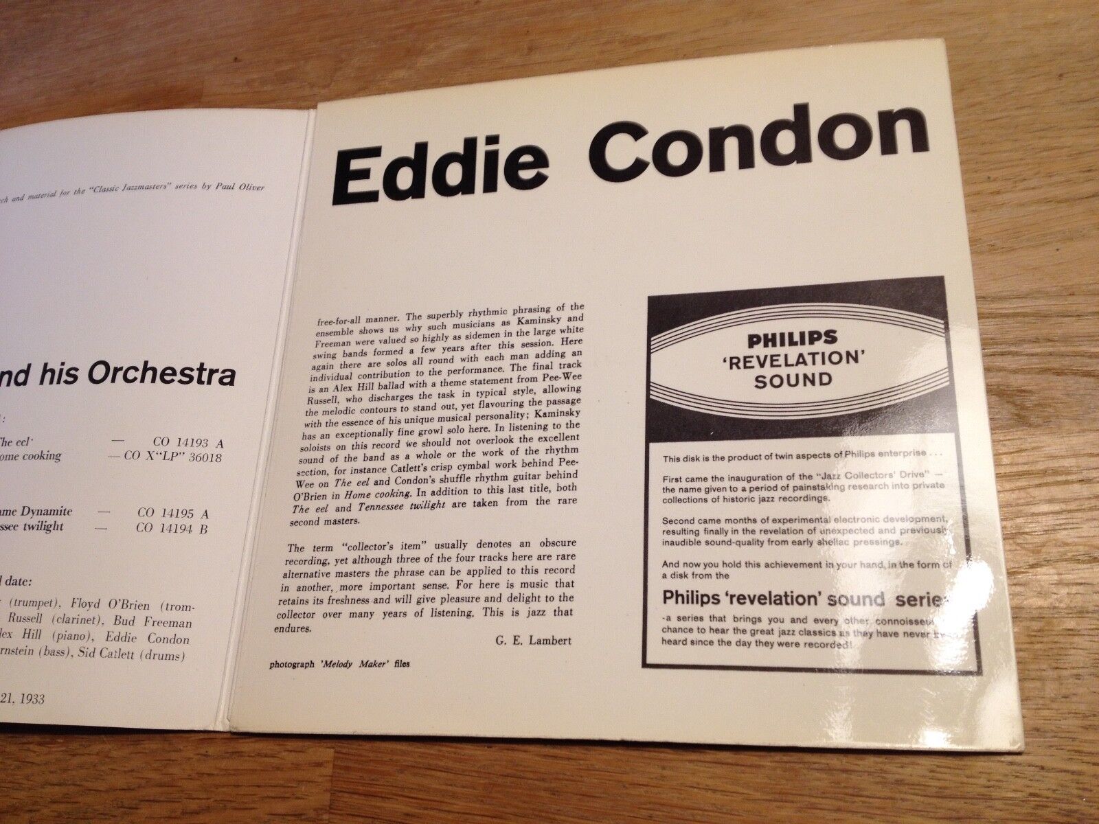 EDDIE CONDON "1933" "THE EEL / HOME COOKING" CLASSIC JAZZ MASTERS SERIES RARE 7"