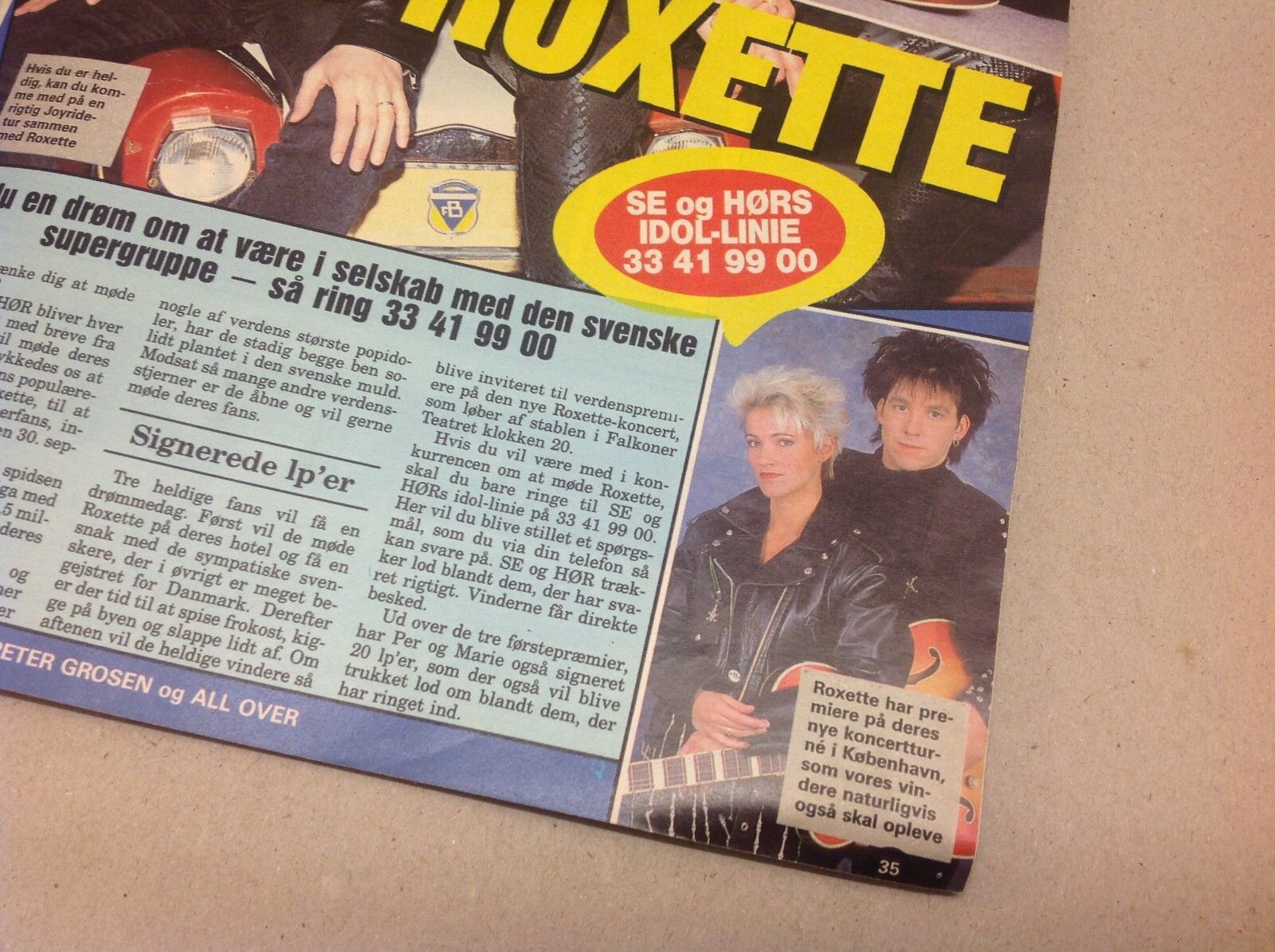 Roxette Marie Fredriksson Per Gessle Contest Danish Magazine 1991 "Se og Hoer"