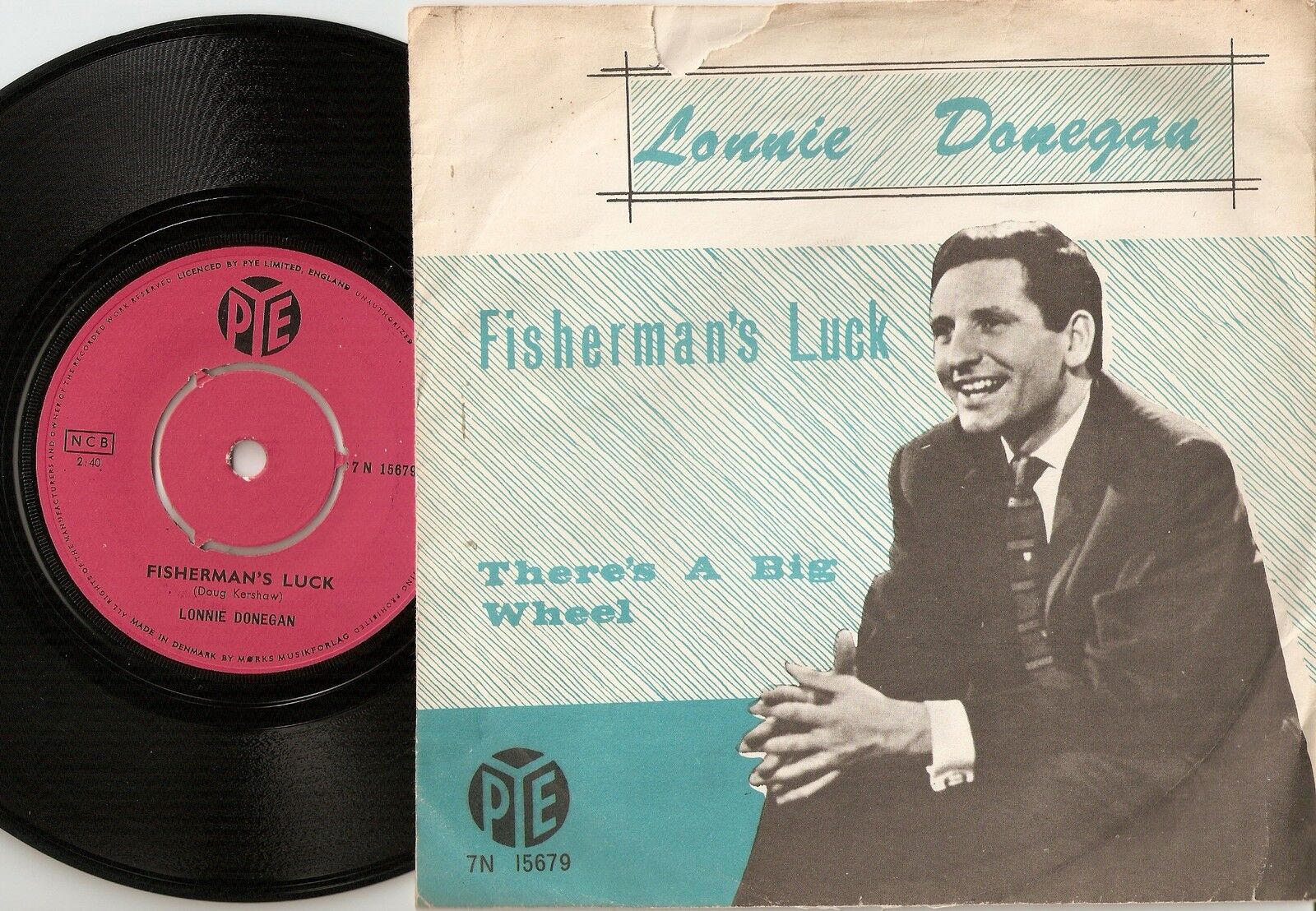 LONNIE DONEGAN FISHERMAN`S LUCK DANISH 45+PS 1964 COUNTRY BEAT SKIFFLE