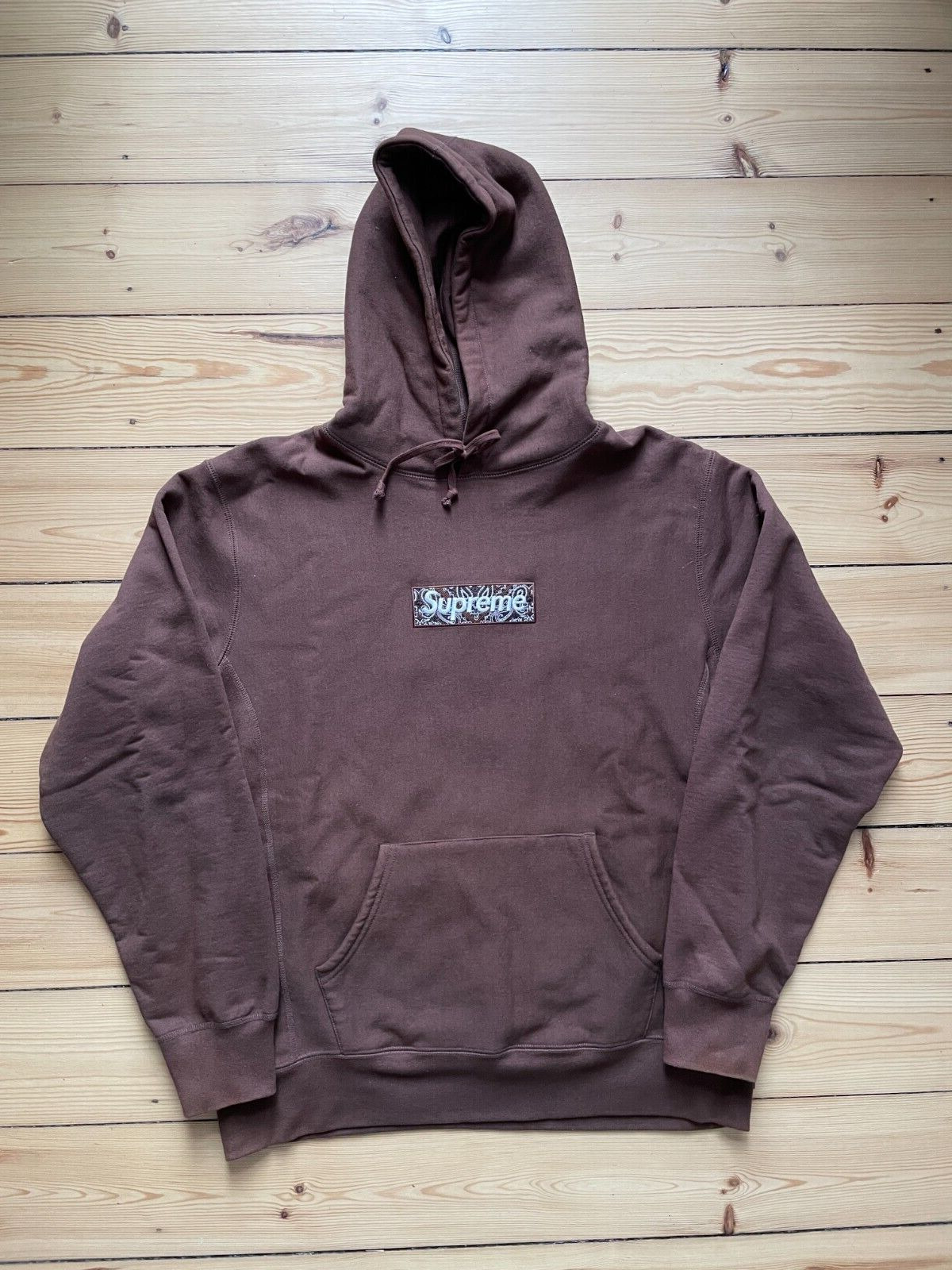 Supreme Bandana Box Logo Hooded Sweatshirt FW19 Dark Brown Size XL