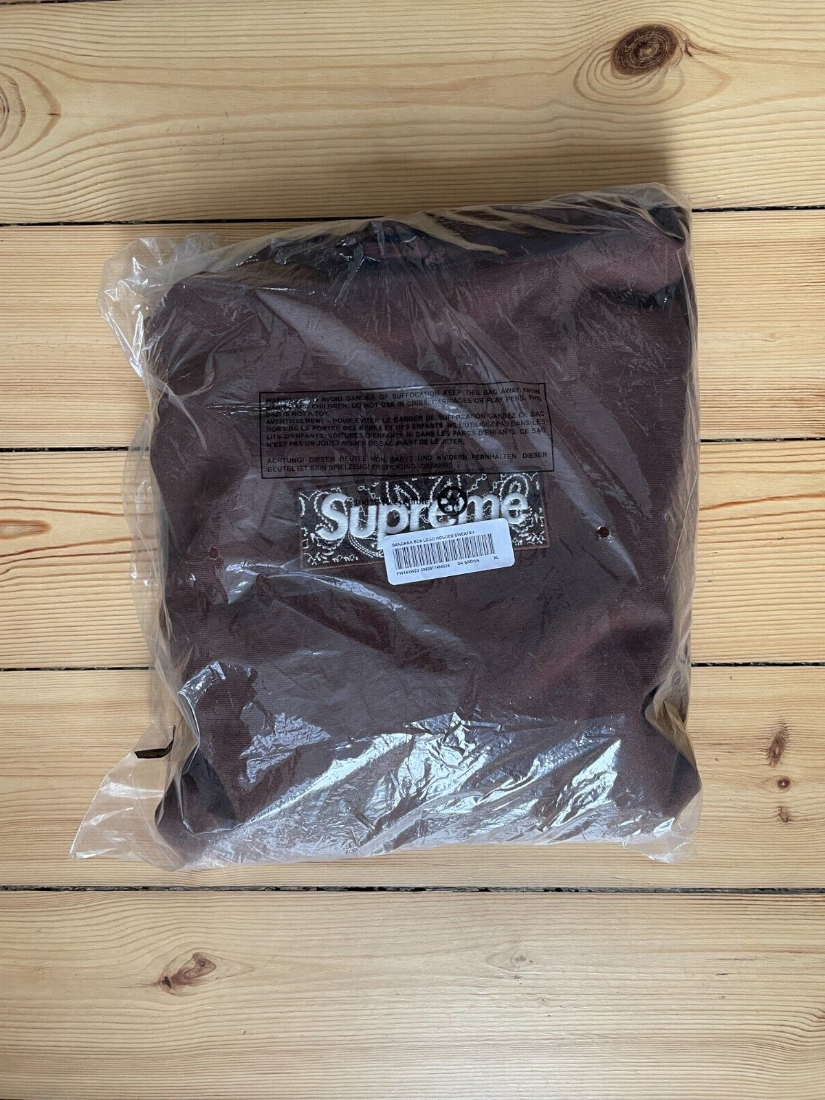 Supreme Bandana Box Logo Hooded Sweatshirt FW19 Dark Brown Size XL