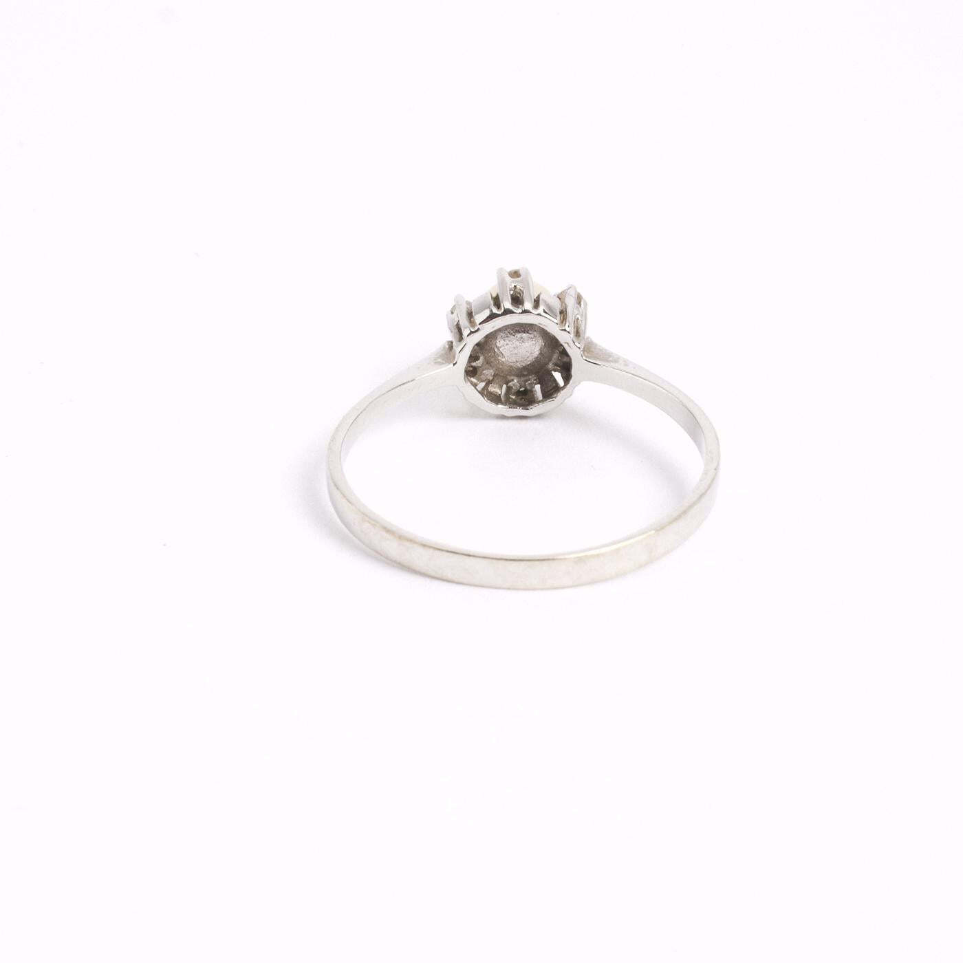 Ring with and pearl in 14K White gold size 8 - 8½ | Solid Gold