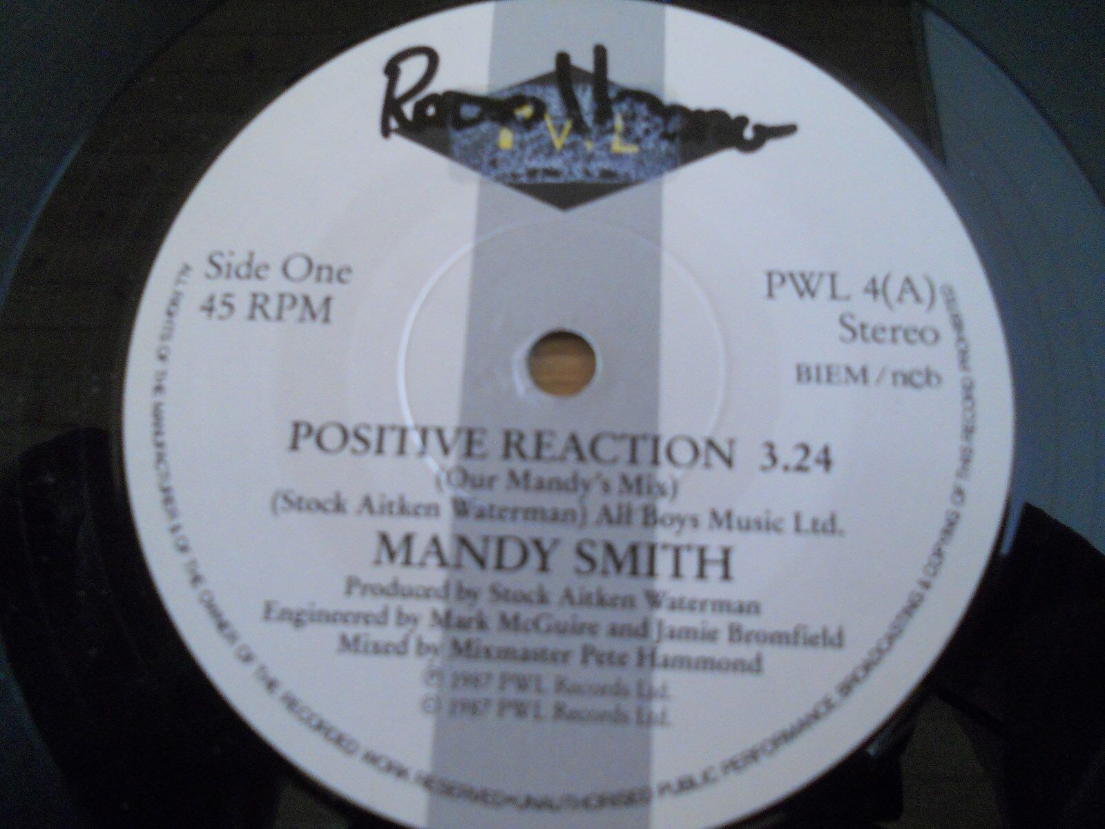 MANDY"POSITIVE REACTION" 1987 NCB SWEDISH SINGLE 2 VERSIONS PROMO STAMPED COVER