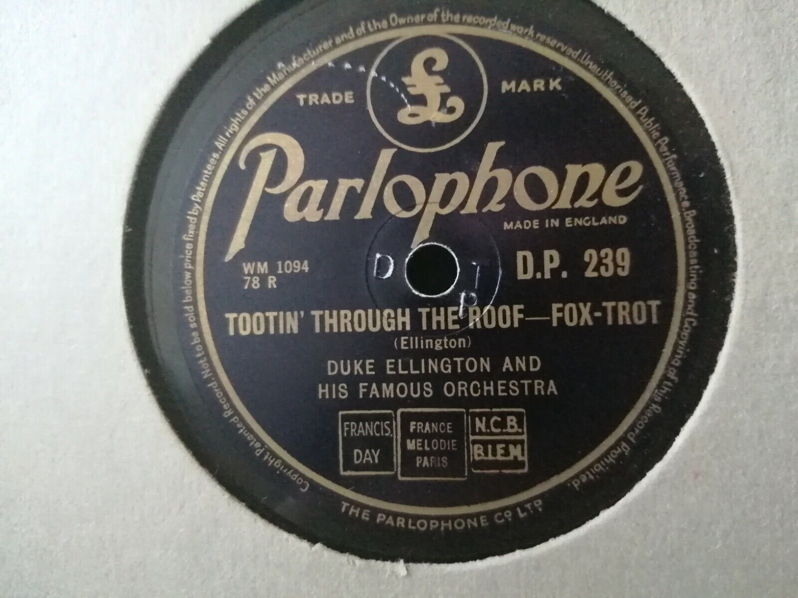 78 rpm shellacDUKE ELLINGTONGrievin' /Tootin' Through The Roof Parlophone